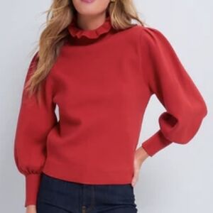 Hyacinth House Red Ruffle Collar Raley Sweater Red